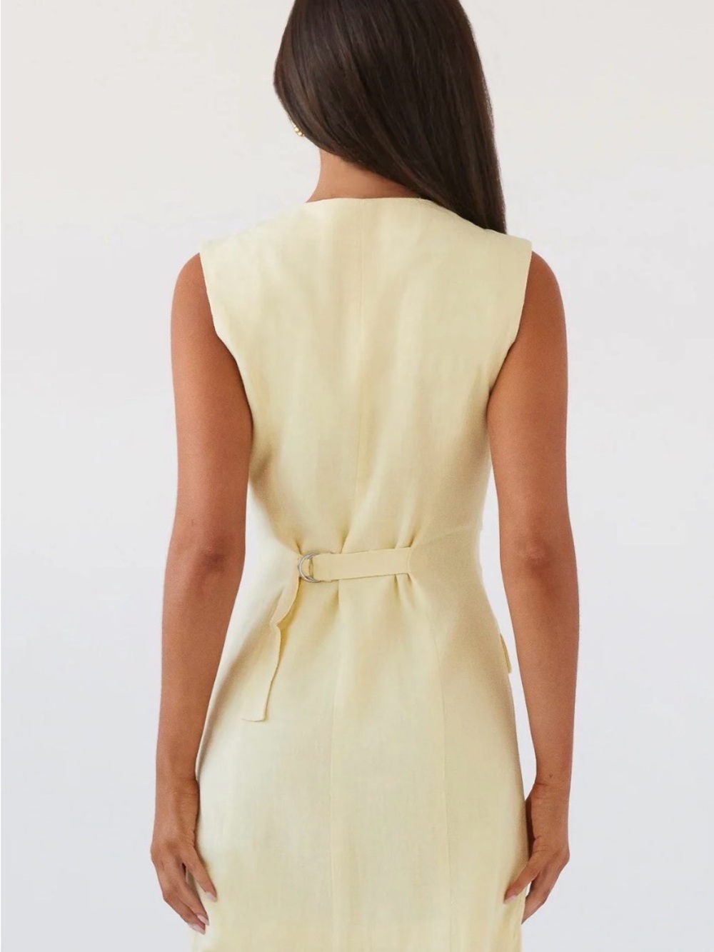 Peppermayo Butter Yellow Castello Fiore Linen Mini Dress - Picture 2 of 5